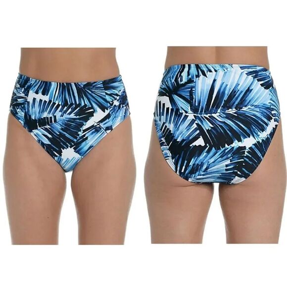 Mynah Blue Tropic Goddess Side Shirred High Rise Bikini Bottoms XL NWOT - Picture 13 of 13